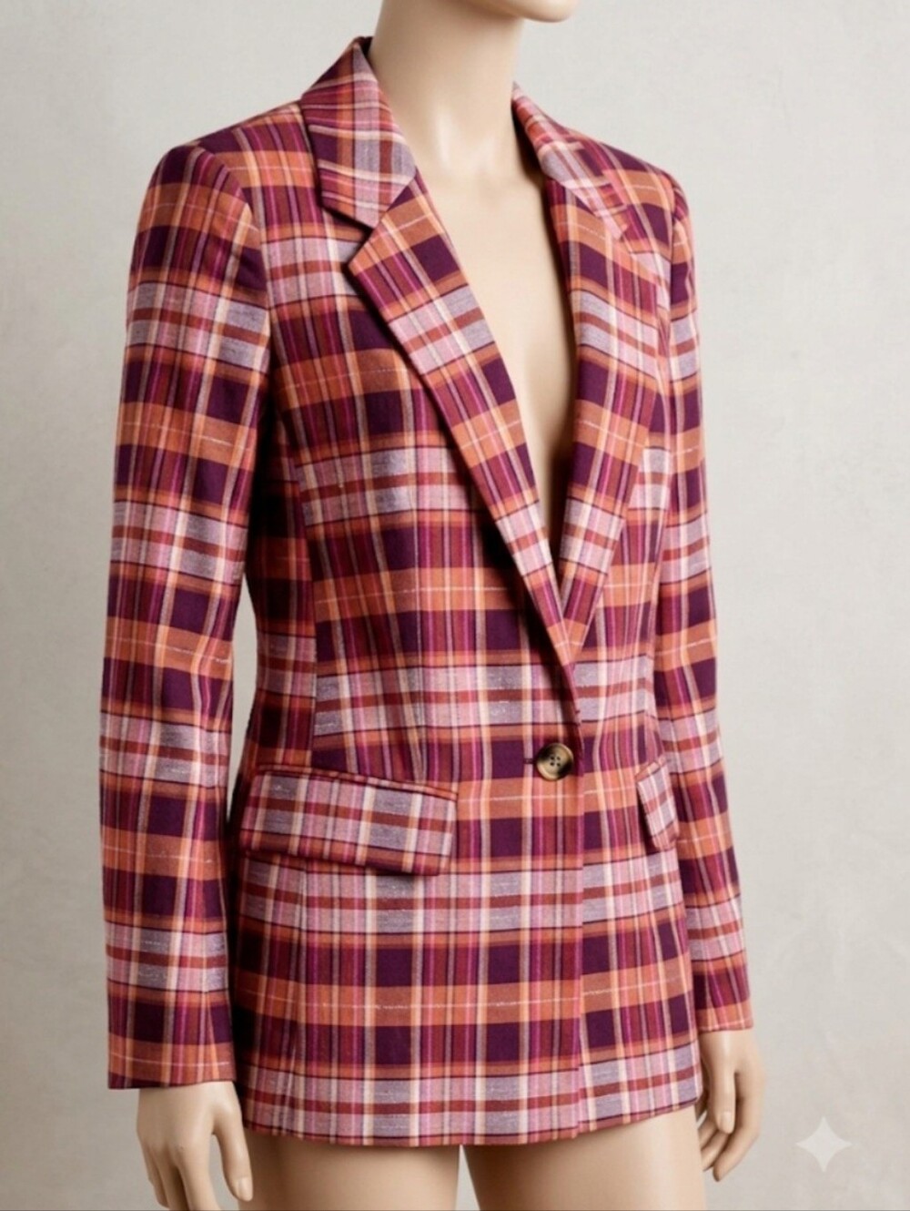Maeve Slim Plaid Blazer Size O Preppy Clueless
